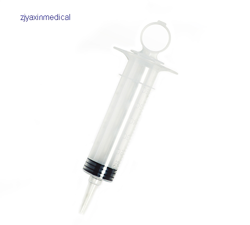 Medical Enteral Feeding Syringe with Thumb Control Ring